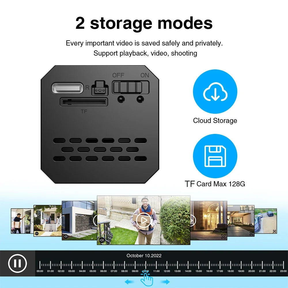 Smart Security Camera Mini Outdoor 1080P WiFi Night Vision Human Detection 2-Way Audio Cloud/SD Storage Camara Espia Smart Home