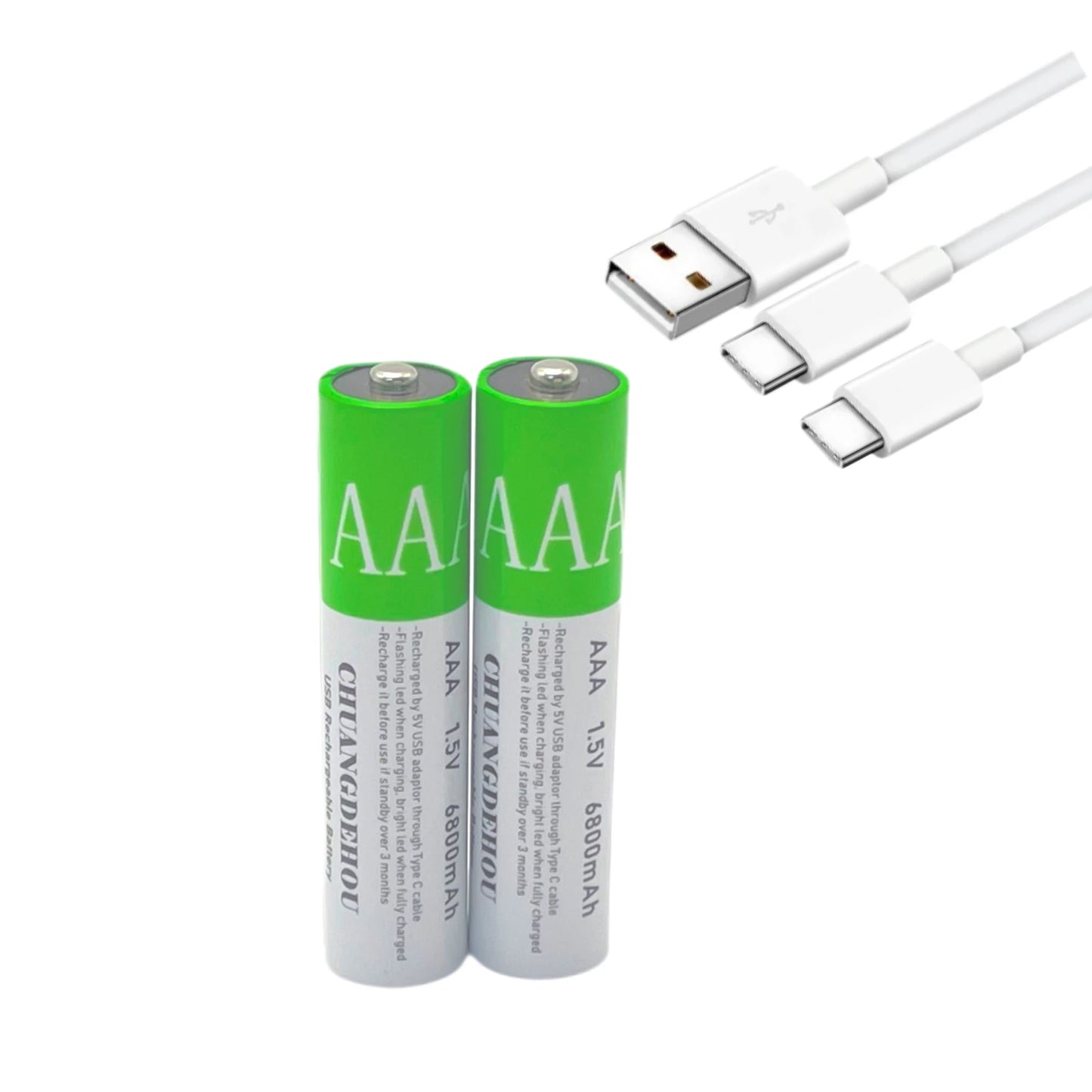 Aaa Rechargeable Batteries 6800Mah 1.5V Usb-C Fast Charging 2000+ Cycles for Remote/Toy/Camera/Mouse Long Lasting