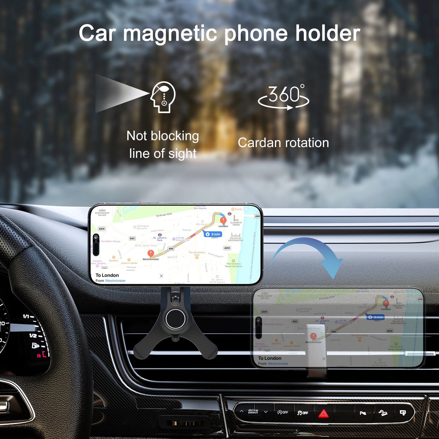 Fits for MagSafe Car Mount, [20 Strong Magnets] Magnetic Car Phone Holder Mount, [Easily Install&Never Blocking Vent] Magnetic