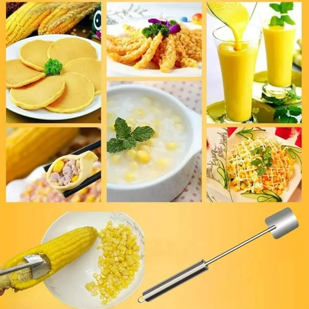 Long Handle Stainless Steel Corn Stripping Tool Corn Stripper Tool Corn on the Cob Remover For Kitchen and Outdoor Dining