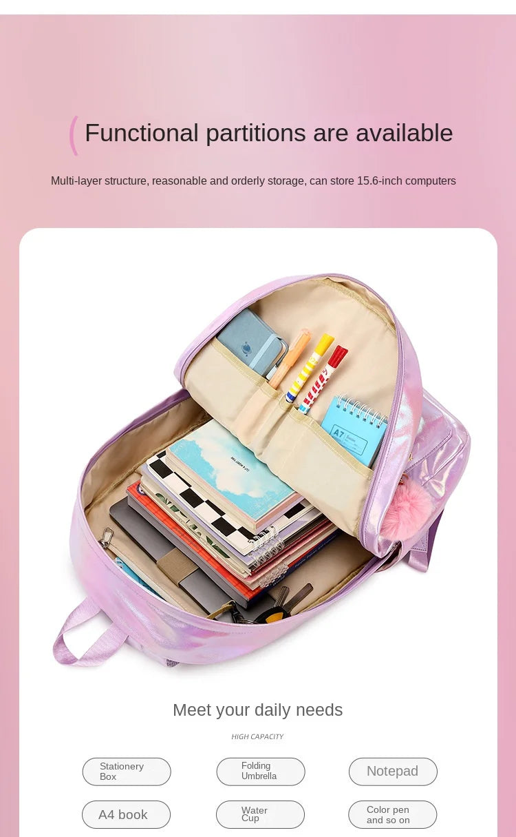 3 Pcs Set Children's School Bag Cute Student Backpacks for Teenager Girls Waterproof School bags With Lunch bag Pencil Case