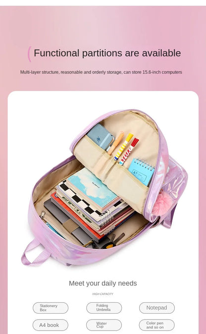 3 Pcs Set Children's School Bag Cute Student Backpacks for Teenager Girls Waterproof School bags With Lunch bag Pencil Case