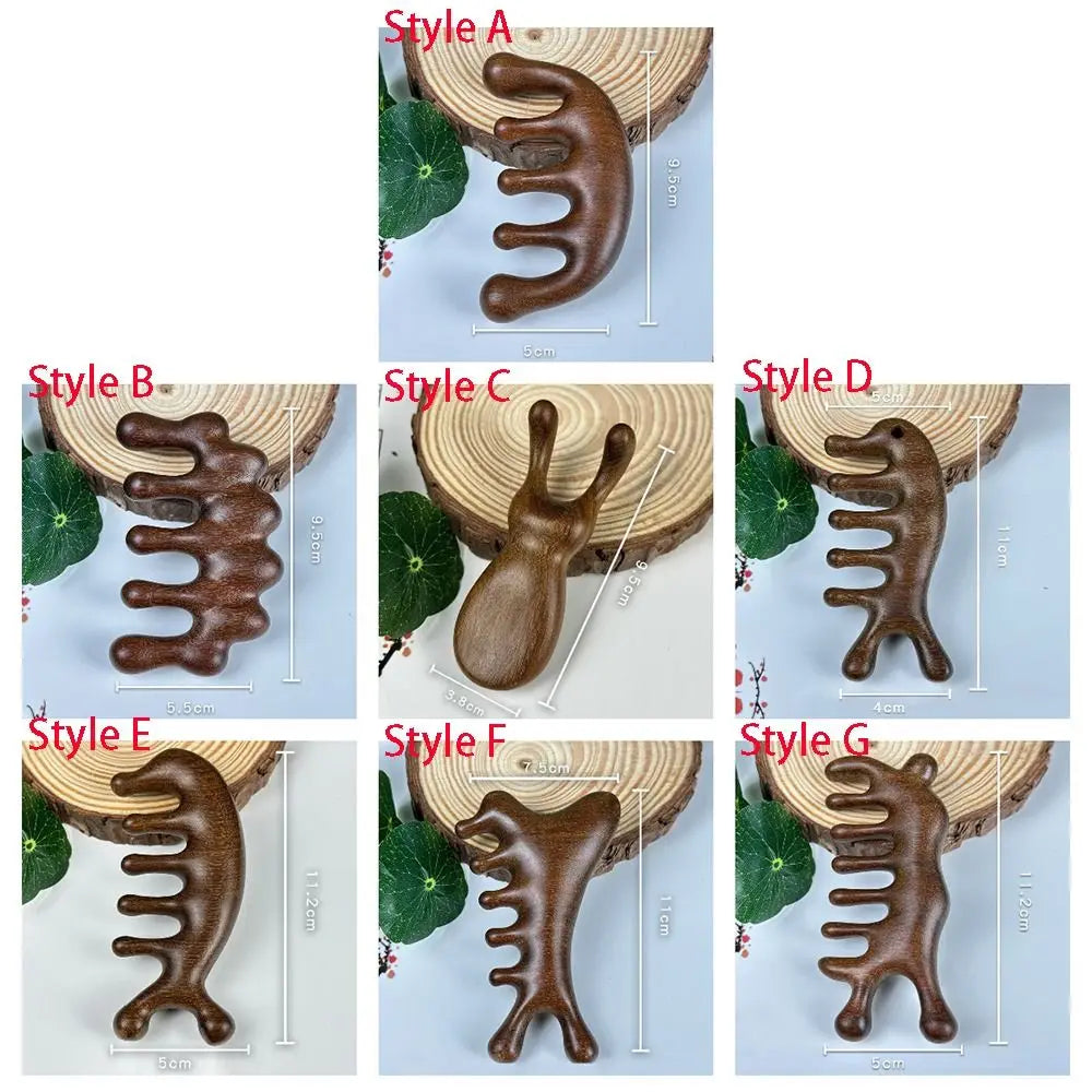 Scalp Relax Meridian Massage Comb Anti-static Blood Circulation Sandalwood Hair Comb Smooth Hair Comfortable Head Massage Comb