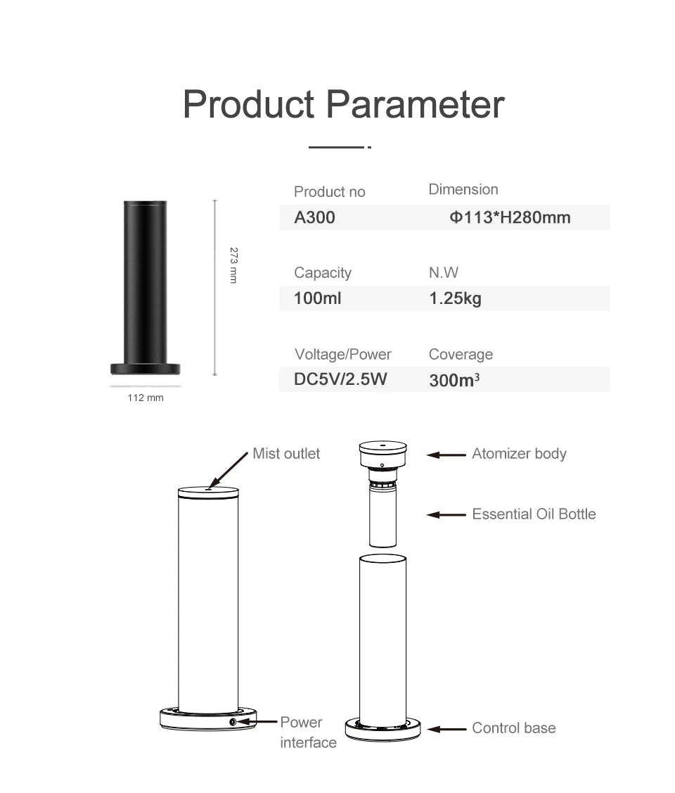 Smart Aroma Diffuser Hotel  Air Humidifier Essential Oil Diffuser APP Bluetooth Vertical Atomization Timing Fragrance Machine