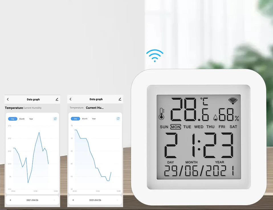 Tuya WiFi Temperature and Humidity Sensor Thermometer for Home Automation for Smart Home Work For Alexa Google Home