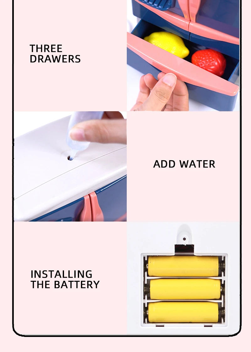 Refridge Simulation Toys For Kids, With Fog, Music & Lights, Kitchens Refrigerator Play Set For Children, Indoor Game, For Boys