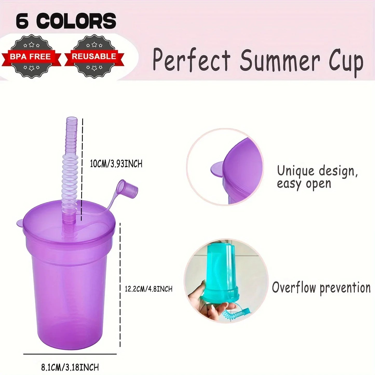 Neon Sipper Cups - Colorful, Spill-Proof Cups with Lids and Straws - Ideal for School Events, Themed Parties, and Birthday Celeb