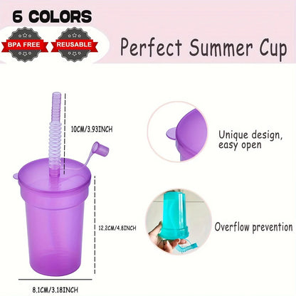 Neon Sipper Cups - Colorful, Spill-Proof Cups with Lids and Straws - Ideal for School Events, Themed Parties, and Birthday Celeb