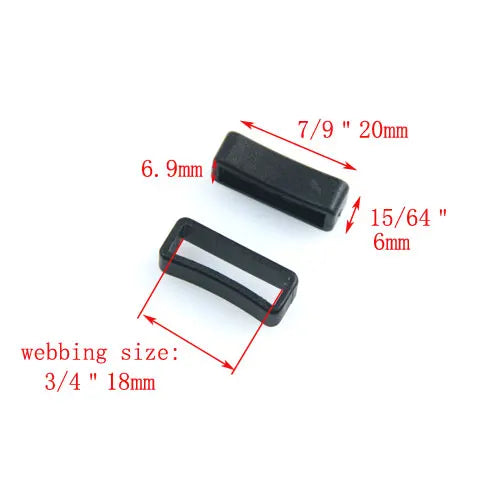 10pcs/pack Plastic Belt Loop Keeper Square Loop Leather Belt Buckle Harness Backpack Straps Black