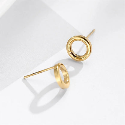 e-Manco Ladies Small Round Safety Pin Earrings Women Stainless Steel Earrings Trending Ear Ring Studs Jewelry
