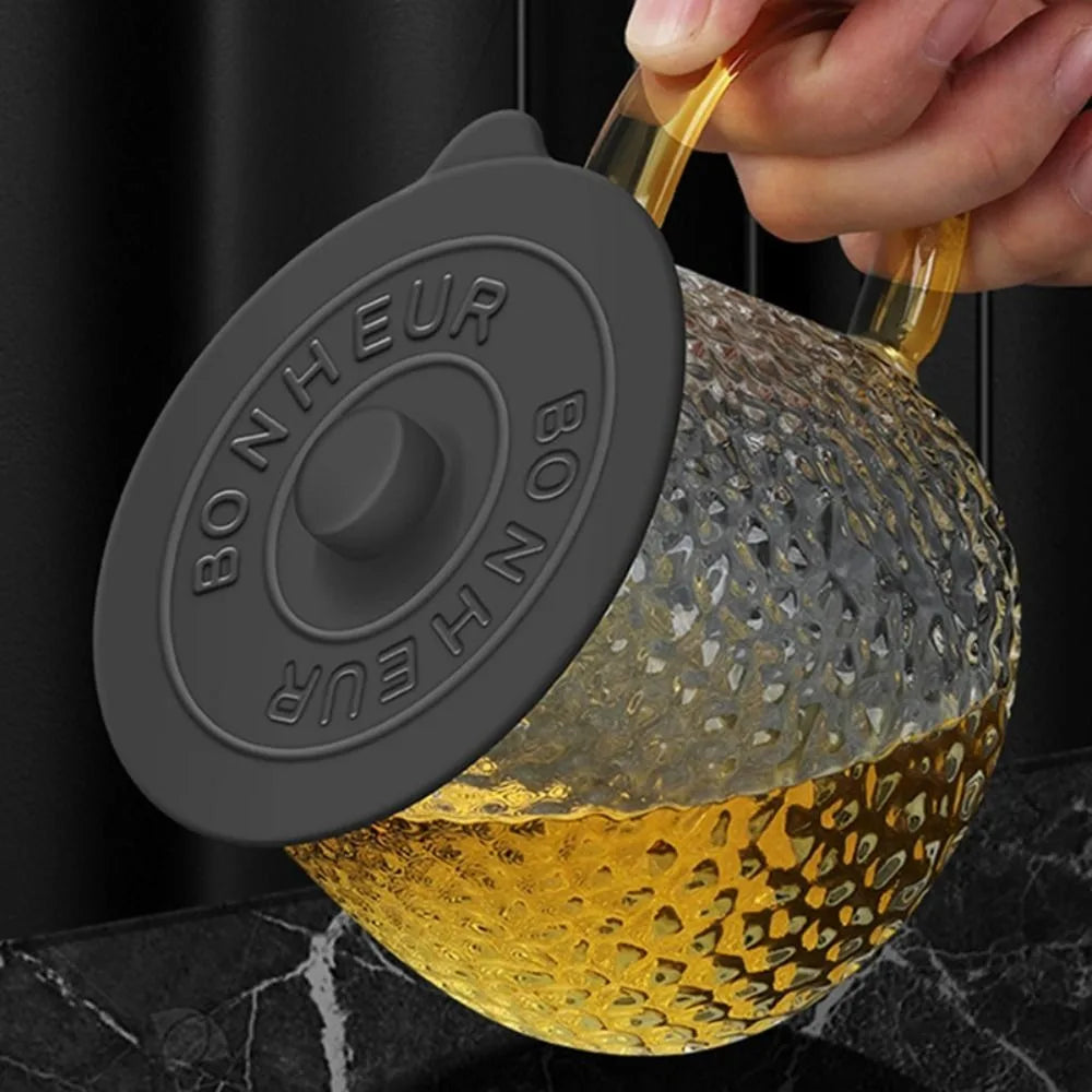 Mugs Lid With Convex Handle Silicone Glass Cup Cover Round Heat-Resistant Cup Lid Dustproof Universal Mug Sealed Cap Pantry