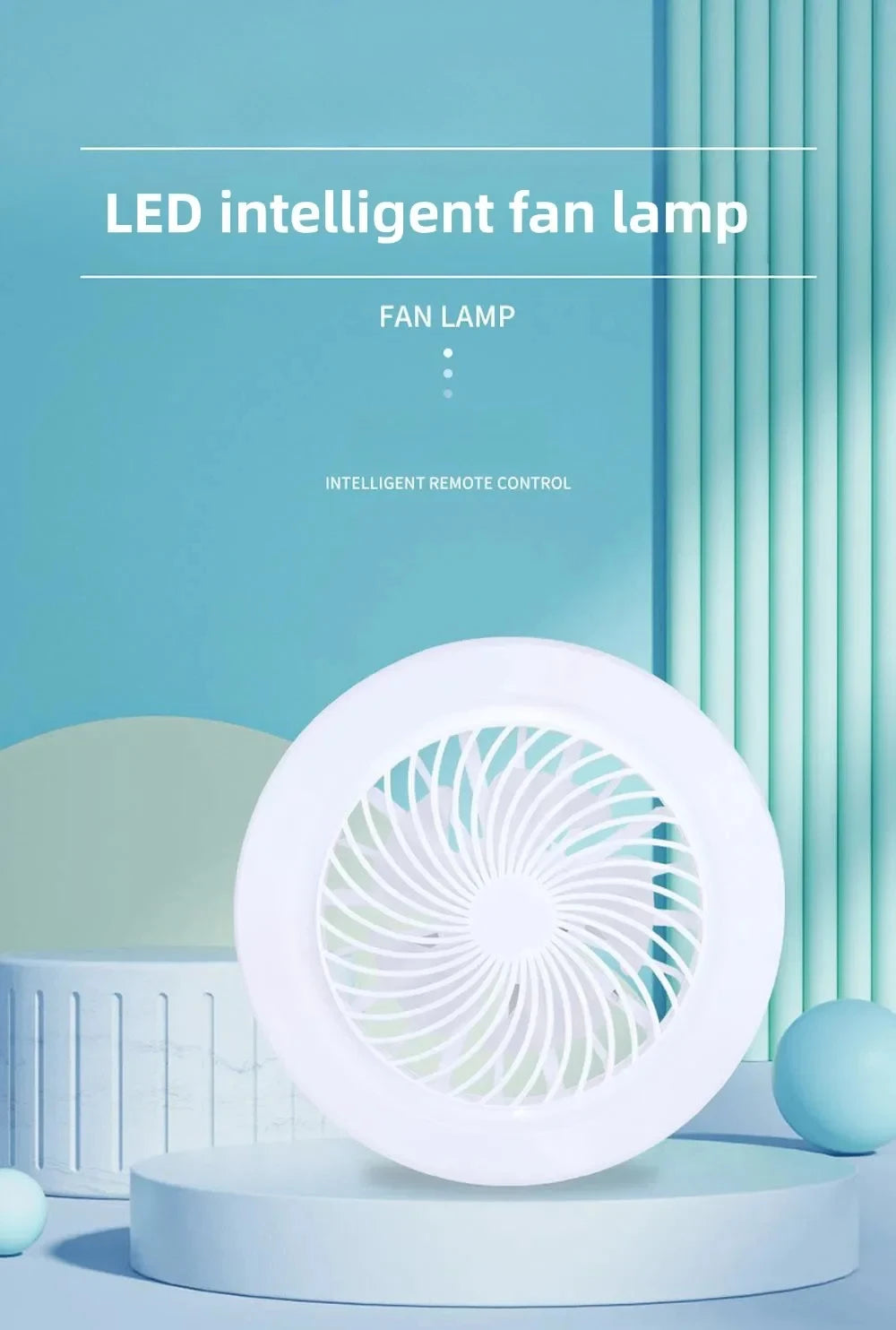 Smart 3-in-1 Ceiling Fan with Remote Control Lighting Lamp  Lighting Base for Bedroom and Living Room Silent and Convenient