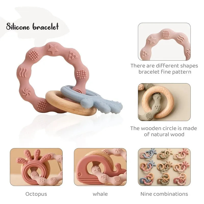 Baby Silicone Teethers Animal Food Grade Silicone Baby 0-12 Toys Silicone Teeth Grinding Stick Newborn Pacifier Accessories Toys