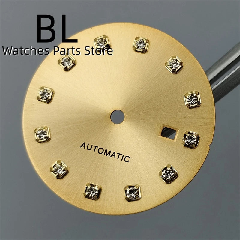 BLIGER 24.5mm Watch Dial Hand Set Sunburst Gray Rose White Mother Pearl Dial Roman Diamond Index Fit NH05 Movement Women Watches