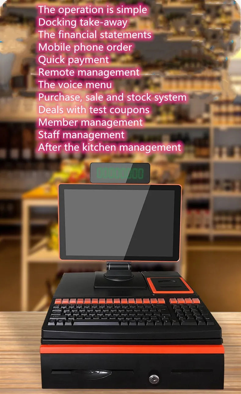 14.1 inch touch screen, cash box, keyboard, whole package POS computer factory POS System cash Register Terminal