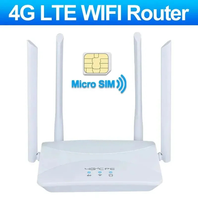 WiFi Router 4G LTE WIFI Extender Repeater 150Mbps 4 Antennas Power Signal Booster Intelligent Micro SIM Card for Home Office