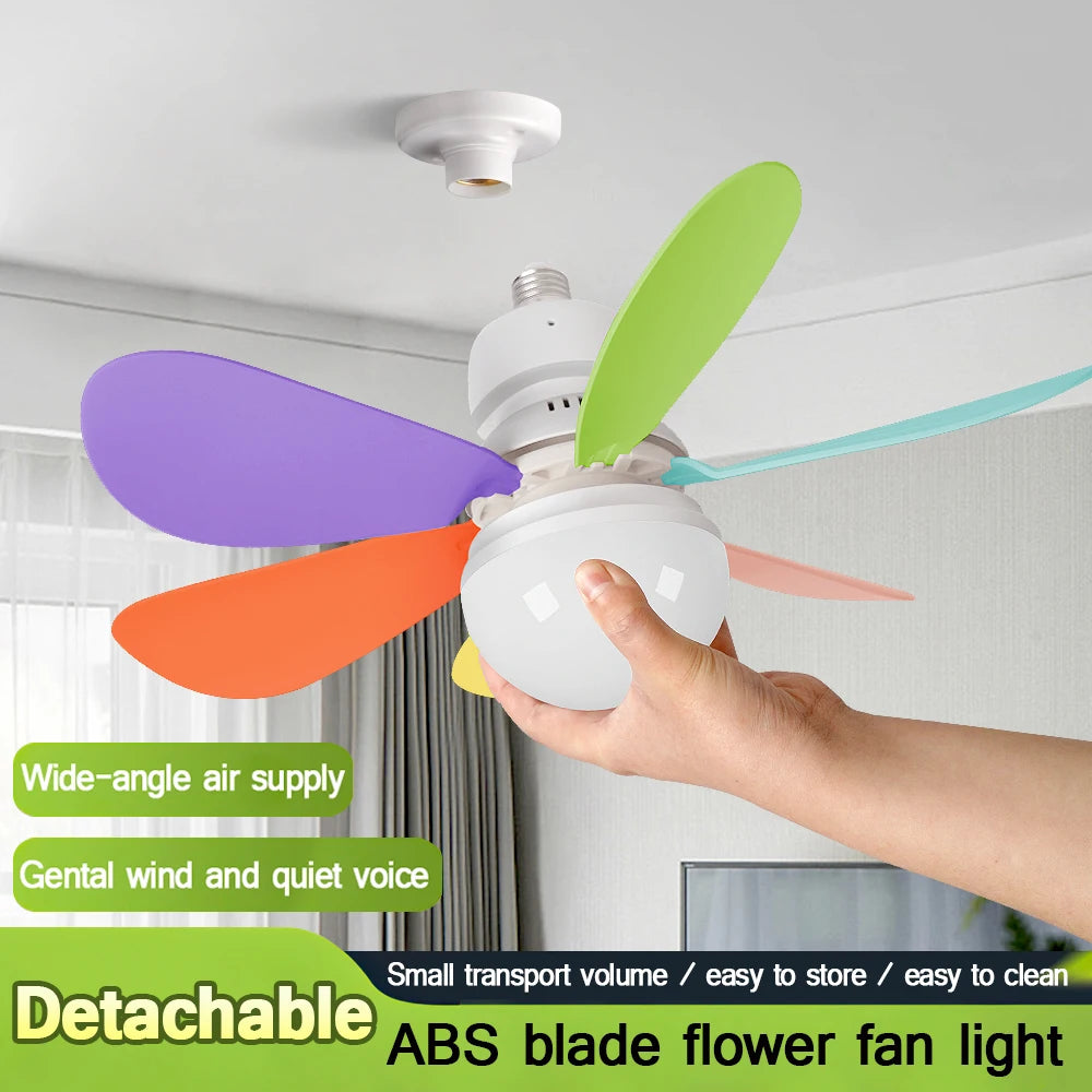 Home E27 Base Ceiling Fan Light with 30W LED Night Lights 3 Adjustable Lighting Modes Remote Control High Wind Power Ceiling Fan