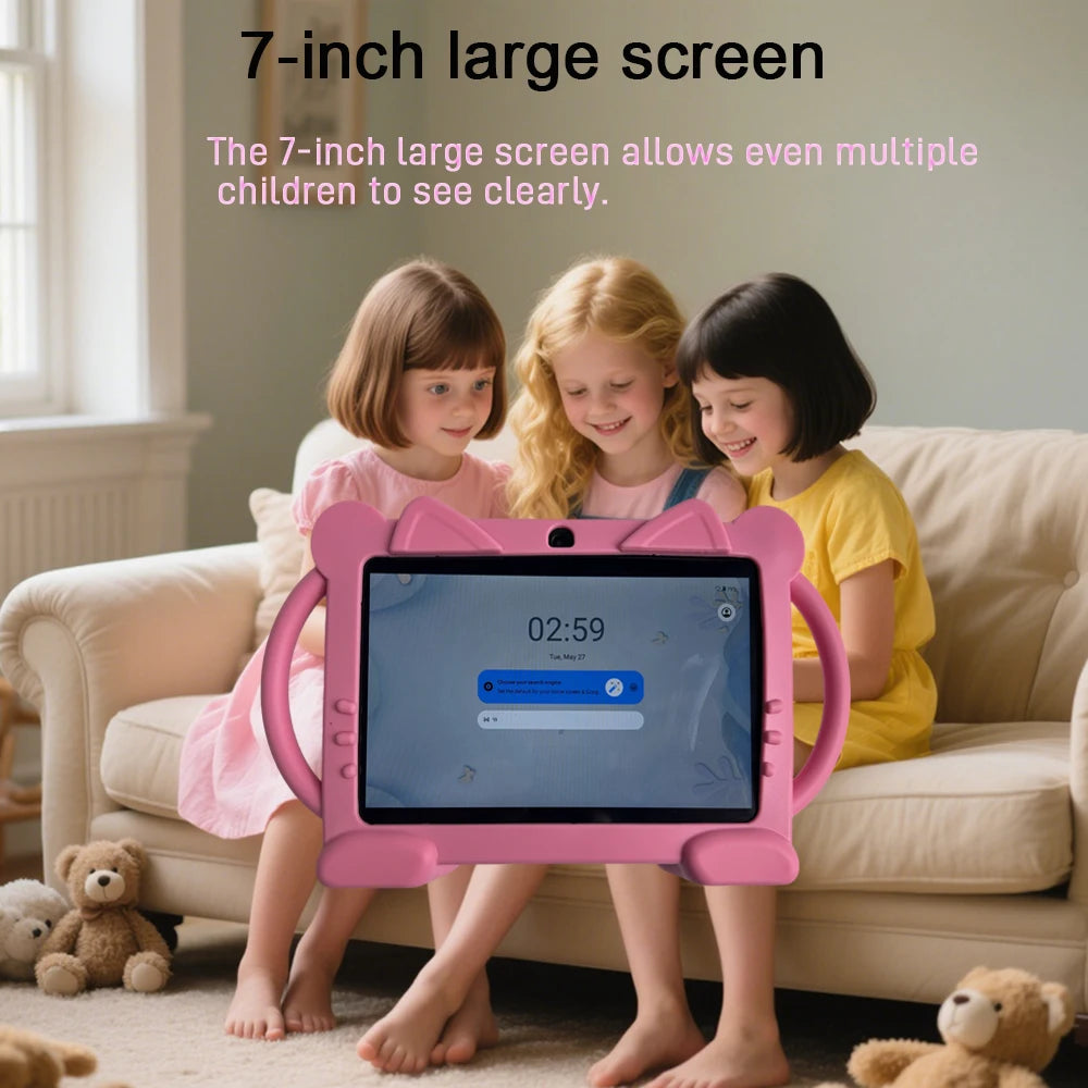 Tablet Kids 2+32GB 7'' Android Tablet Toddler with Case 5G WiFi Bluetooth Dual Camera  Educational Learning Toys Children Gifts