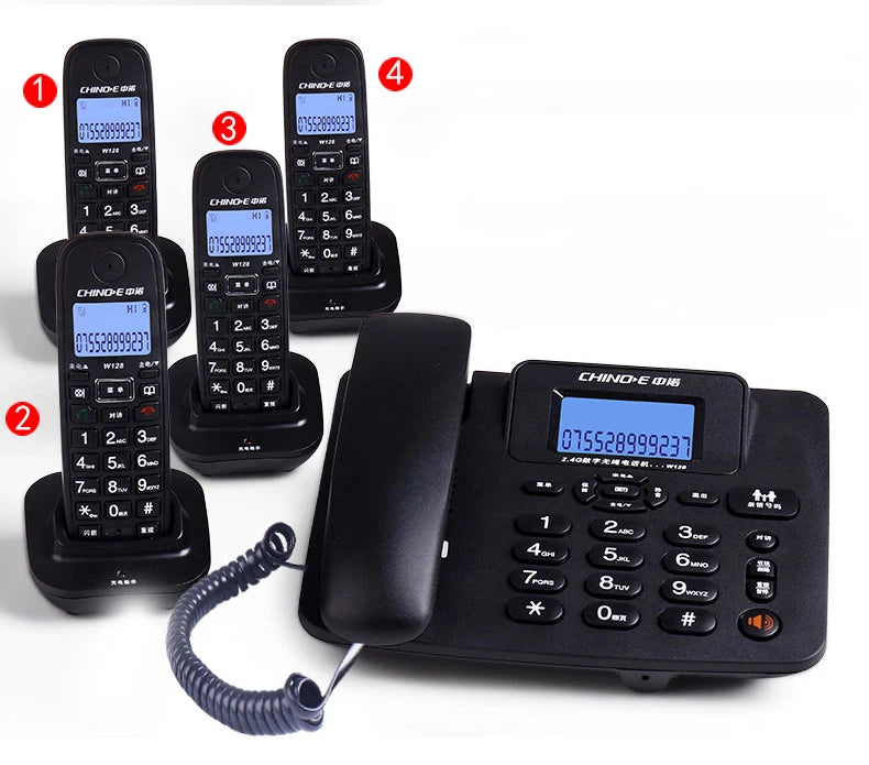 cordless Answering Machine 2.4G Corded Phone Handset  office home hotel Long Range Wireless Telephone 1- 4 handstes table phone