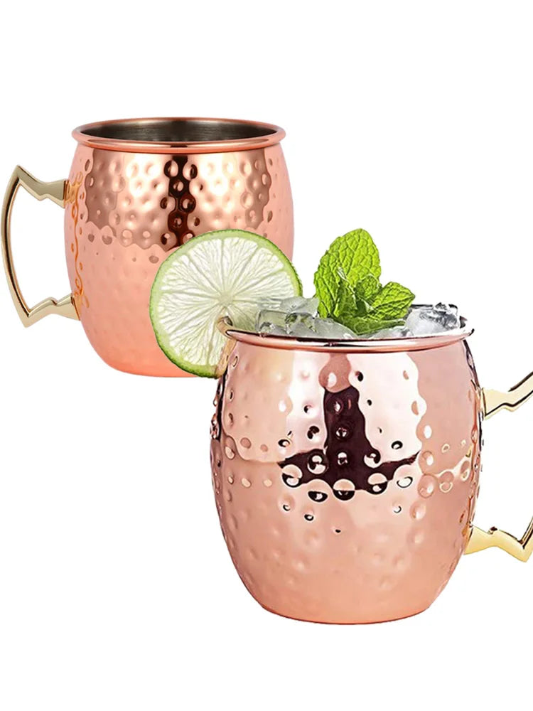 500ml Moscow Mule Copper Mugs Food Grade Stainless Steel Beer Cup Cocktail Wine Cup Champagne Party Bar Drinkware Tools