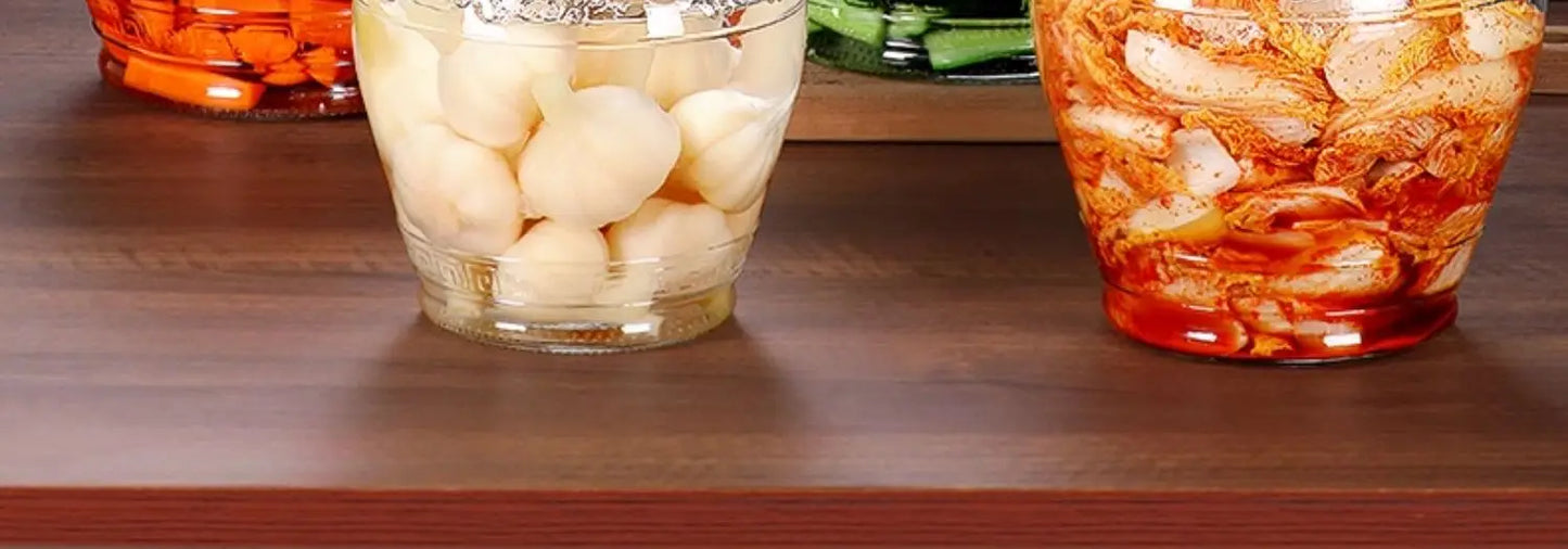 Traditional Fermenting Kit Crock with Water Seal Airlock Lid, for Pickles Kimchi Sauerkraut,Glass Jar with Lid Fermentation Jar