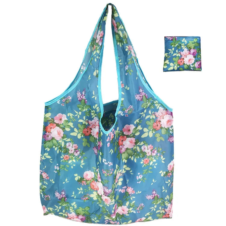 Large Reusable Shopping Bag Women's Foldable Floral Environmentally Friendly Portable Tote Bag Grocery Storage Bag