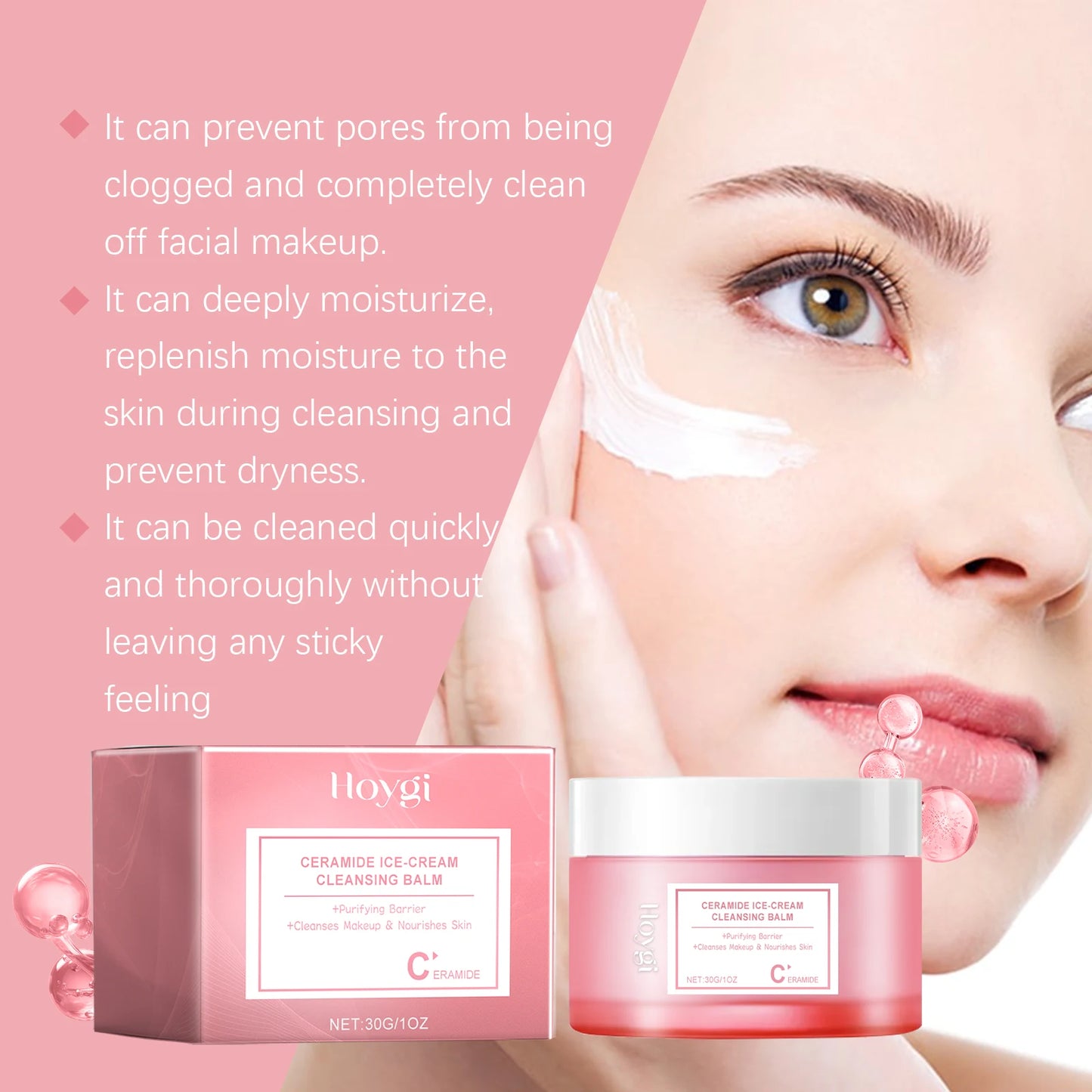 Makeup Remover Balm for Face Cleanser Purifying Pores Shrinking Dry Non-tight Refreshing Moisturizing Skin Eye and Lip Cleanser