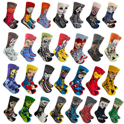 10 Pairs of Fashionable Cartoon Sports Socks for Men and Women, Breathable, Comfortable, Casual, Street and Leisure, Hand Washable, All-Season Sportswear