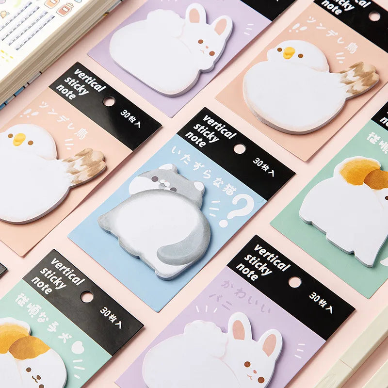 Cute Animal Cartoon Shaped Sticky Notes - Thick Reusable Adhesive Notepads for Students, Creative Fun School & Office Supplies