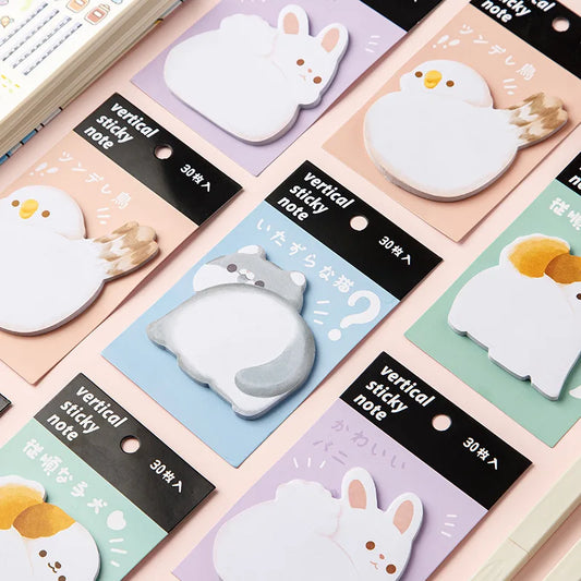 Cute Animal Cartoon Shaped Sticky Notes - Thick Reusable Adhesive Notepads for Students, Creative Fun School & Office Supplies