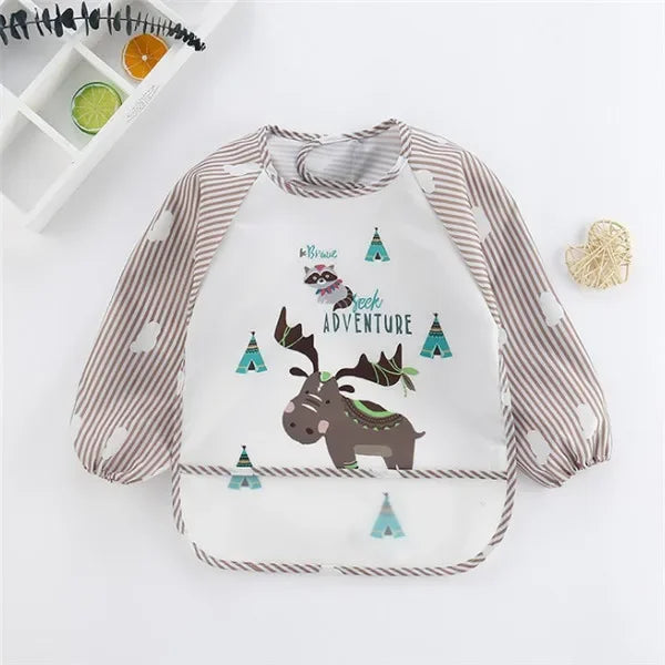 Baby Long Sleeve Scarf Waterproof Toddler Art Smock Feeding Bib Apron Pocket Infant Boys Girls Burp Cloth Banana Bibs for1-3Year