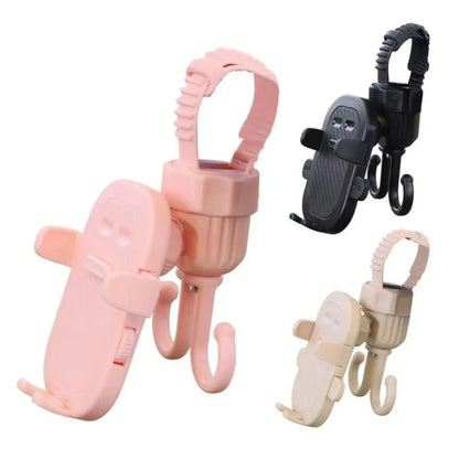2 in 1 Baby Stroller Hooks Rotatable Creative Stroller Phone Holder Stable Detachable Bicycle Hanging Double Hook Universal