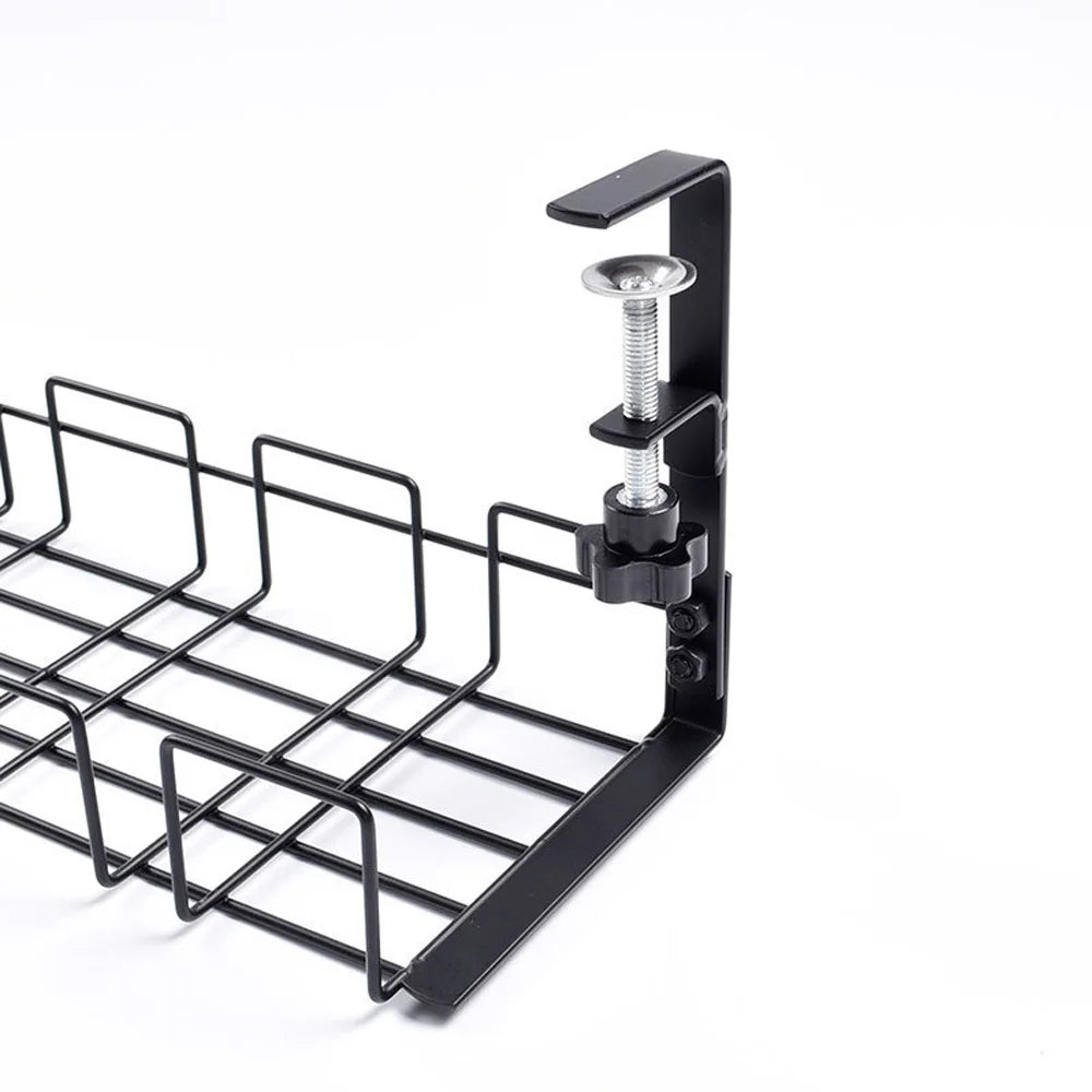 Cable Management Box Under Desk Cable Organizer Storage Shelf Desk Wire Management Cable Tray Under Desk No Drill Metal Rack For