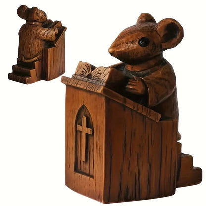 Cute Church Mouse Statue Series Small Statues Art Craftsmanship Resin Church Mouse Statue Priest Craftsmanship Decoration