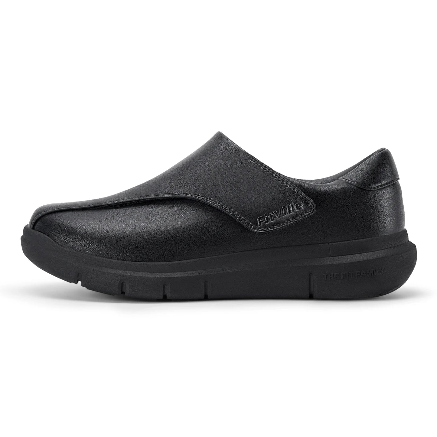 FitVille Men's Leather Shoes Diabetic Shoes Casual Oxford Shoes Adjustable Lightweight Formal Business Shoes for Swollen Feet