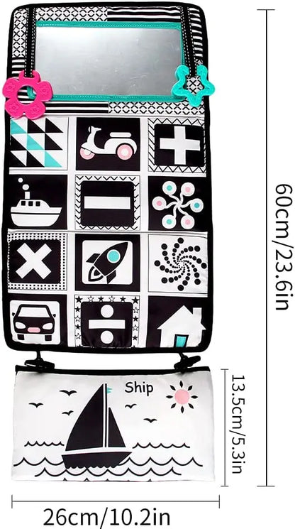 Black And White Baby Floor Mirror Tummy Time Sensory Baby Toys 6 12 months Toys For Babies Montessori Development Crawl Toys