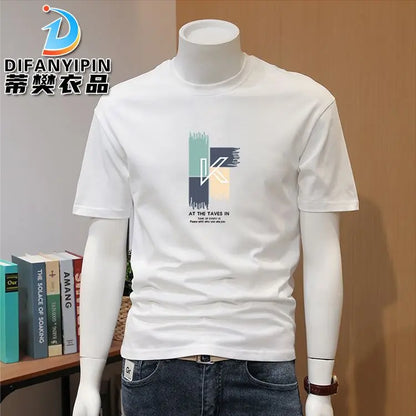 Men's T-shirts, Summer Round Neck Printed Trendy Men's Casual Versatile Short Sleeve Tops