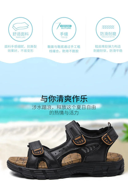 Summer Men's Sandals 2024 Trending Adult Men's Sandal Original Brands Shoes Man's Leather Sandal Sandals for Boy Trend Designer