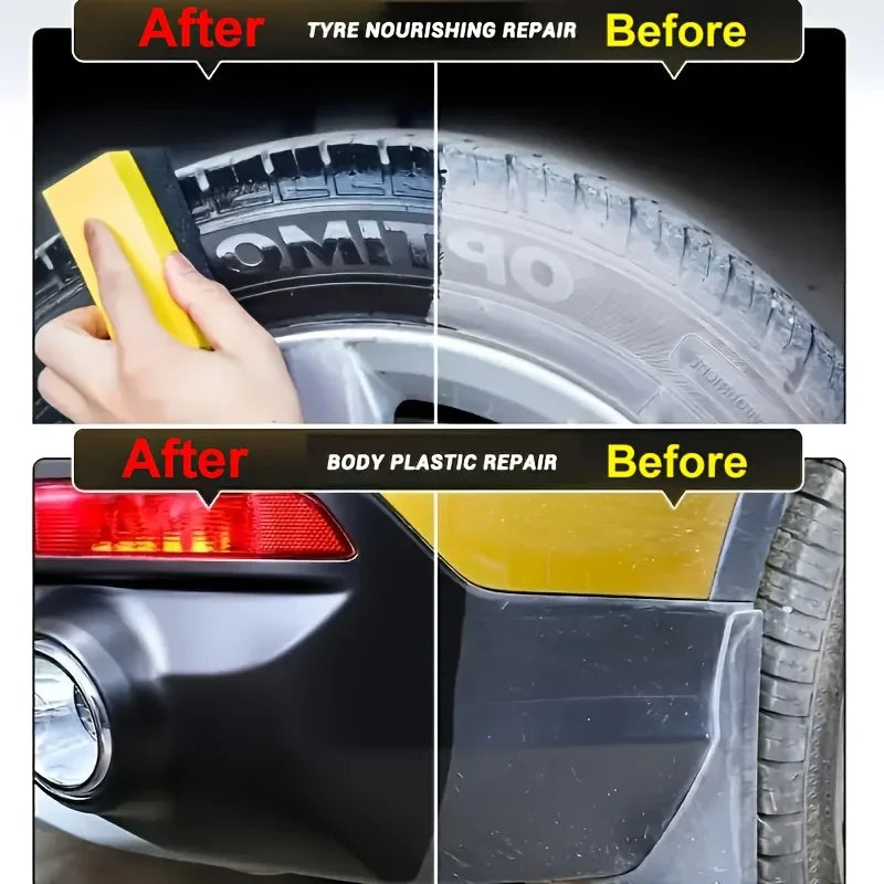 Suitable for all vehicles | Multi color, scratch repair and gloss restoration | Comes with an easy to apply pad, tire care produ