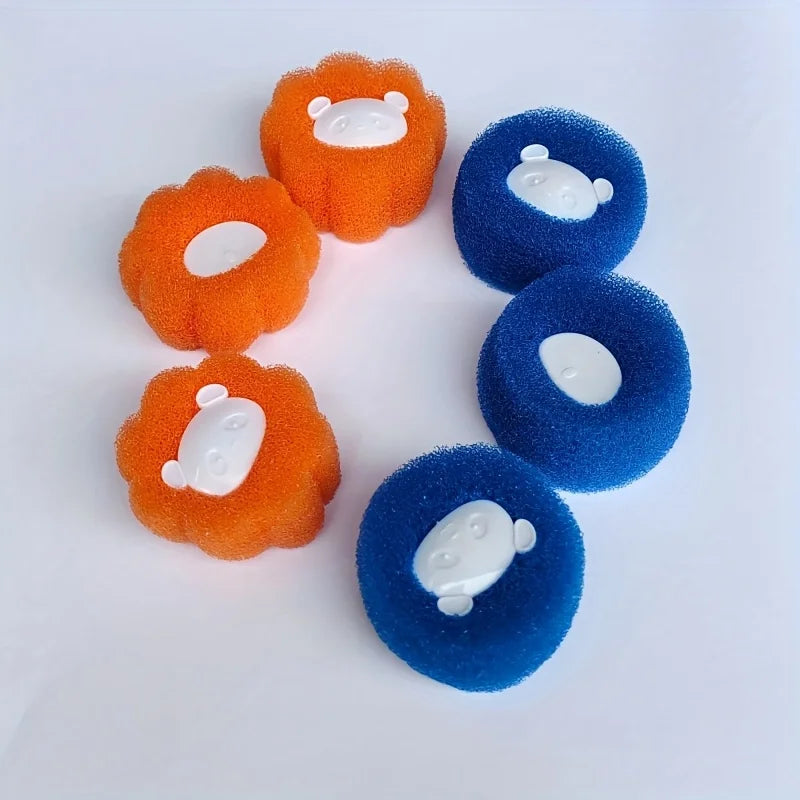 6pc Reusable Pet Hair Removal Laundry Balls Blue Fuzzy Cleaning Balls to Prevent Clogs,Machine Safe Pet Hair Laundry Accessories