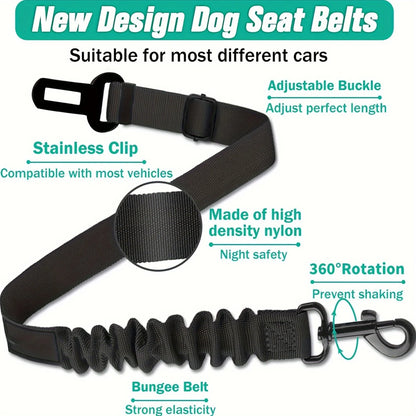 Dog Seat Belt, Retractable Dog Car Harness Adjustable Dog Seat Belt for Vehicle Nylon Pet Safety Seat Belts Heavy Duty