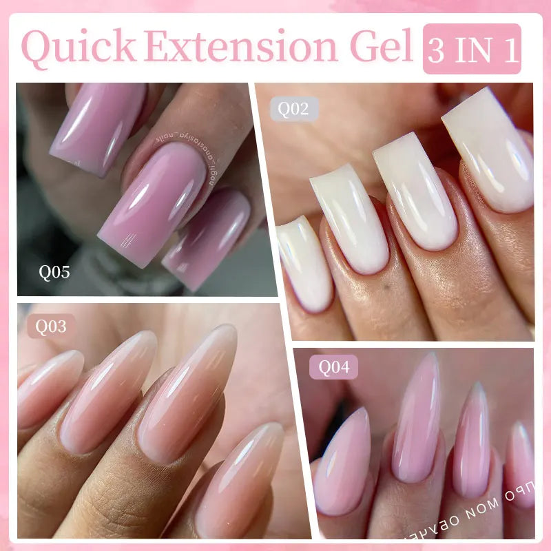 LILYCUTE 4PCS/Set 7ml Quick Extension Gel Set Semi Permanent Nail Art White Clear Nude Gel Nail Polish Set UV Construction Hard