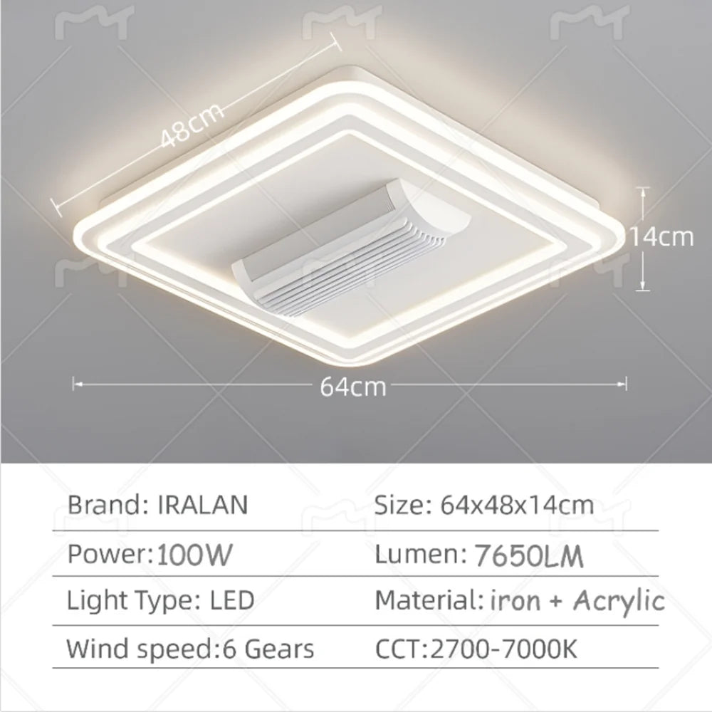 Smart LED Ceiling Fans With Light For Living Room Dining Room Invisible Bladeless Ceiling Fans Low Floor sealing fan lighting