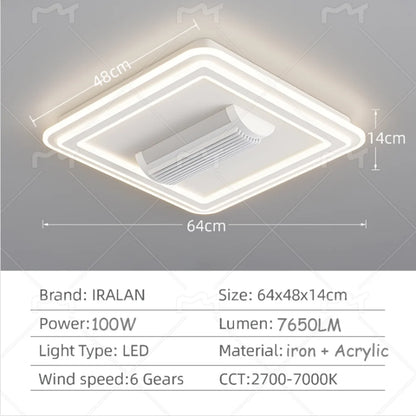 Smart LED Ceiling Fans With Light For Living Room Dining Room Invisible Bladeless Ceiling Fans Low Floor sealing fan lighting