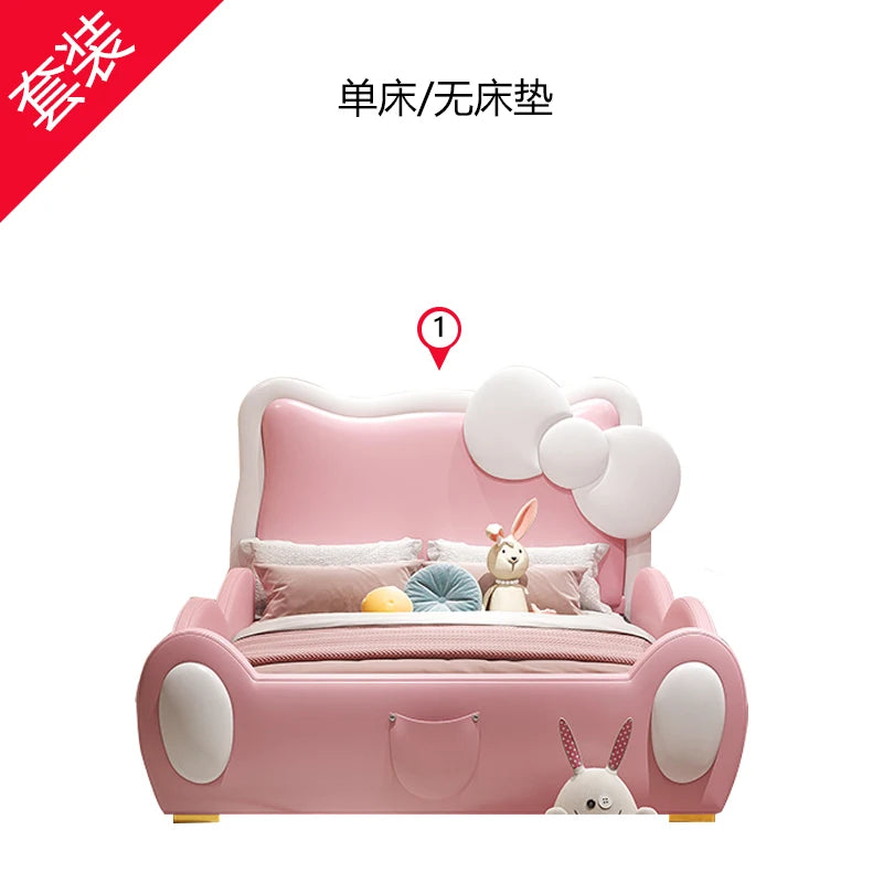 150X200cm Modern Childrens cartoon girl princ ess bed pink queen size bed frame full  double bed complete bedroom furniture