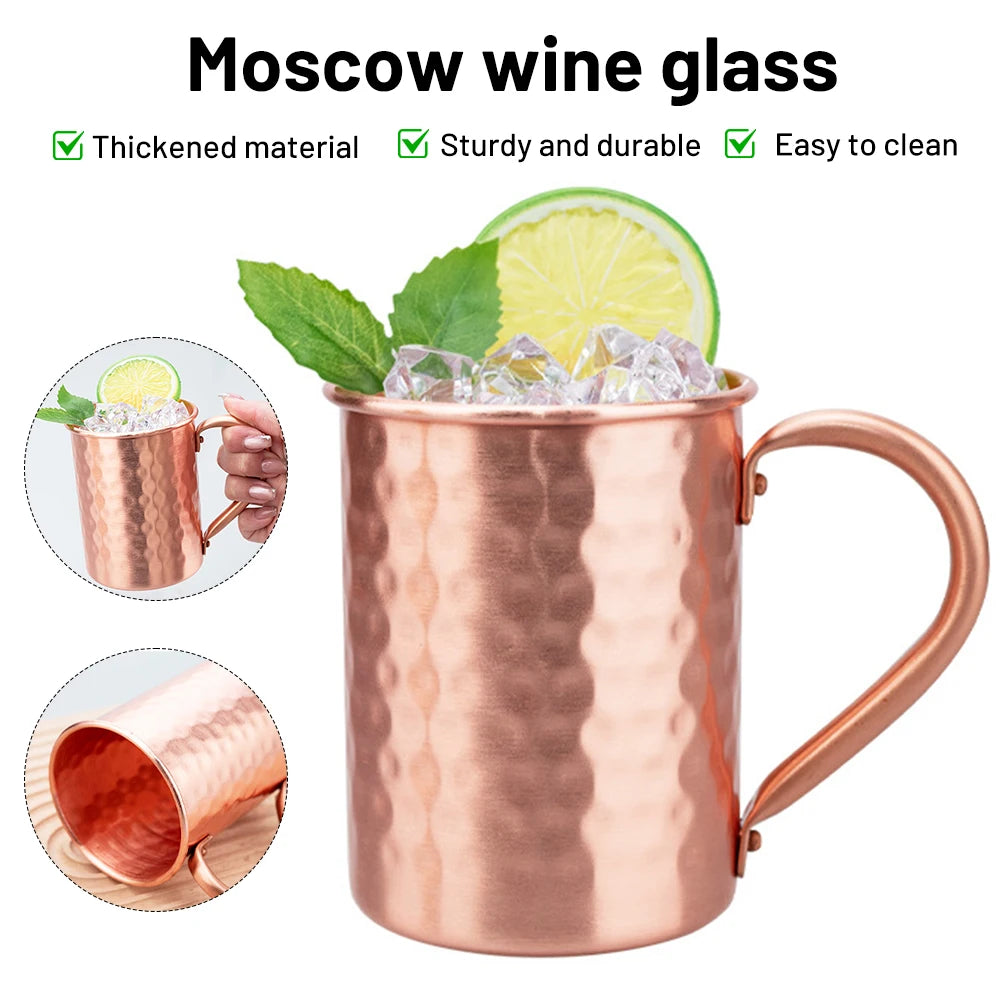 Copper Moscow Mule Mug Durable Coppery Beer Mugs Coffee Mug Milk Cup Pure Copper Bar Cup Drinkware Kitchen Supply
