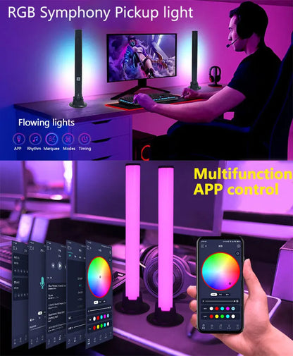 Smart LED Symphony Sound Control Pickup Light RGB Music Rhythm Ambient Lamp With App Control For TV Compute Gaming Desktop Decor
