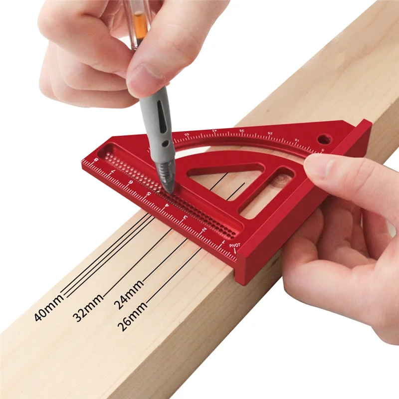 ABKJ-Multi Angle Measuring Ruler,Woodworking Square Protractor,Aluminum Miter Triangle Ruler,Precision Layout Measuring Tool