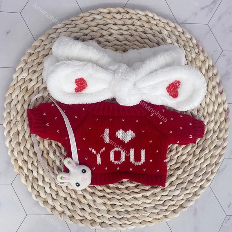 1set Clothes Suit Exquisite Soft Knitted Sweater DIY Accessories For 30cm Kawaii Yellow Duck Lalafanfan Plush Toys Stuffed Dolls