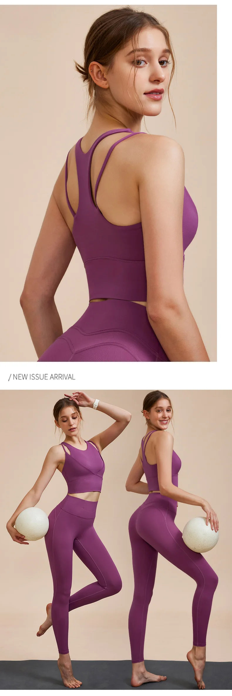 Sports Bra with Shock-absorbing Shoulder Straps for Women, Gathered Back, Fitness Bra, Running Top, New